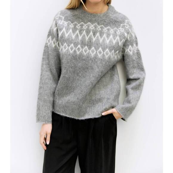 MOD REF Sweaters - Mod Ref Gray & White Fair Isle Crewneck Sweater